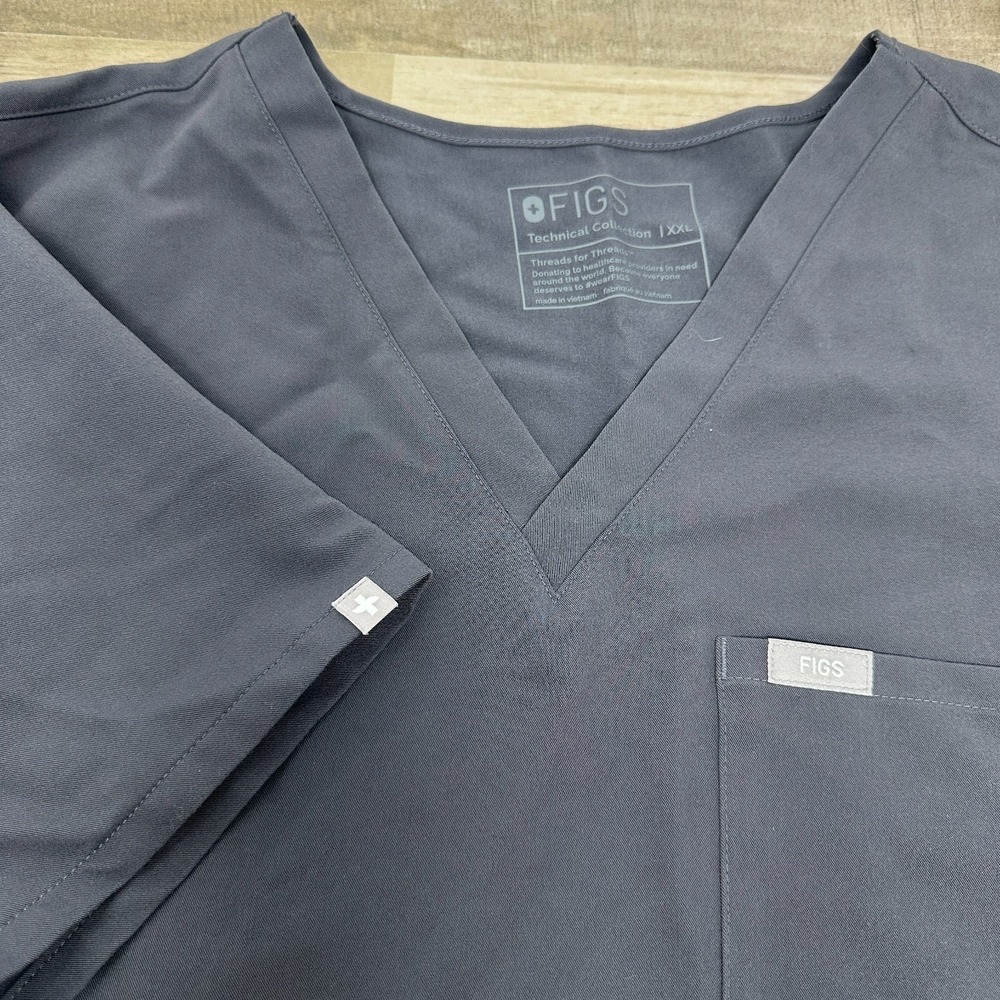 Figs Top Womens XXL Grey Catarina One Pocket Scrub Stretch V Neck FW1000 2XL